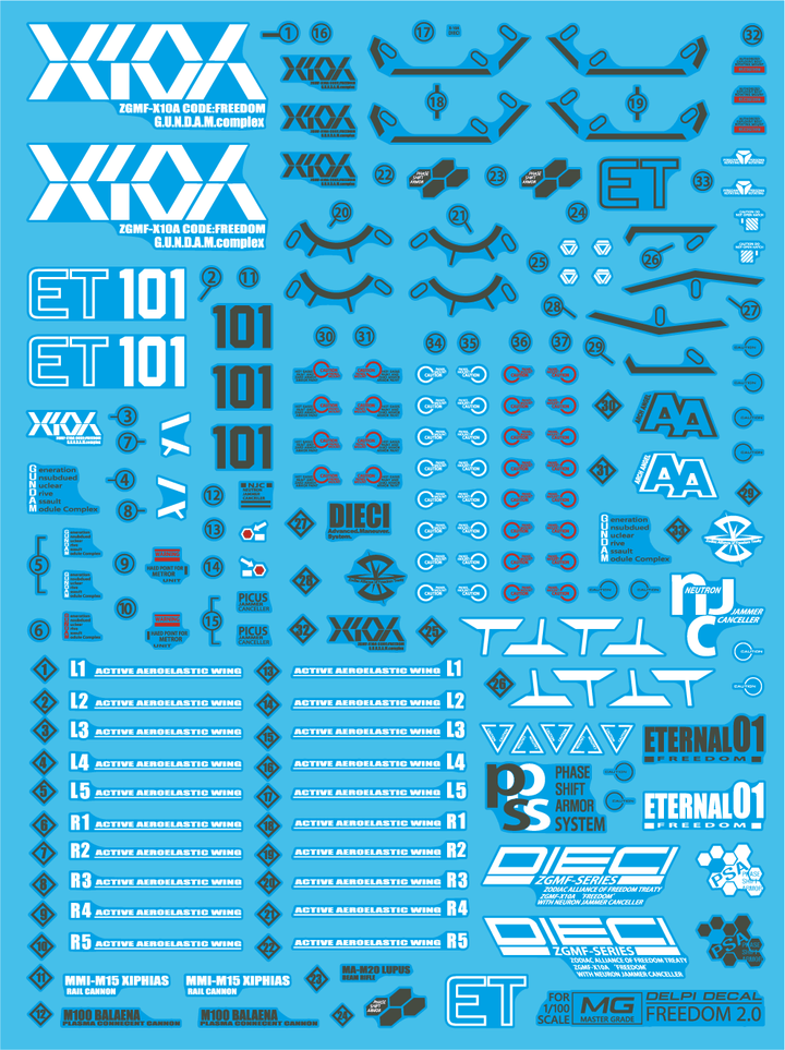 Delpi Holo Water Decal For MG Freedom 2.0 - A-Z Toy Hobby