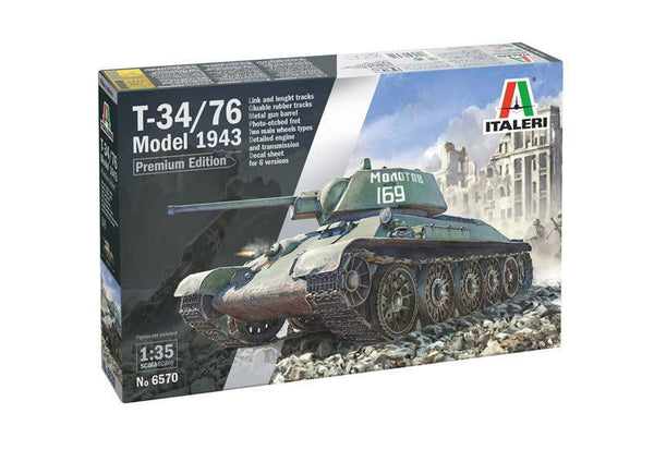 Italeri 6570 T-34/76 Model 1943 Tank Premium Edition 1/35 Model Kit - A-Z Toy Hobby