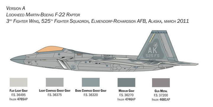 Italeri #2822 F-22A Raptor 1/48 Model Kit - A-Z Toy Hobby