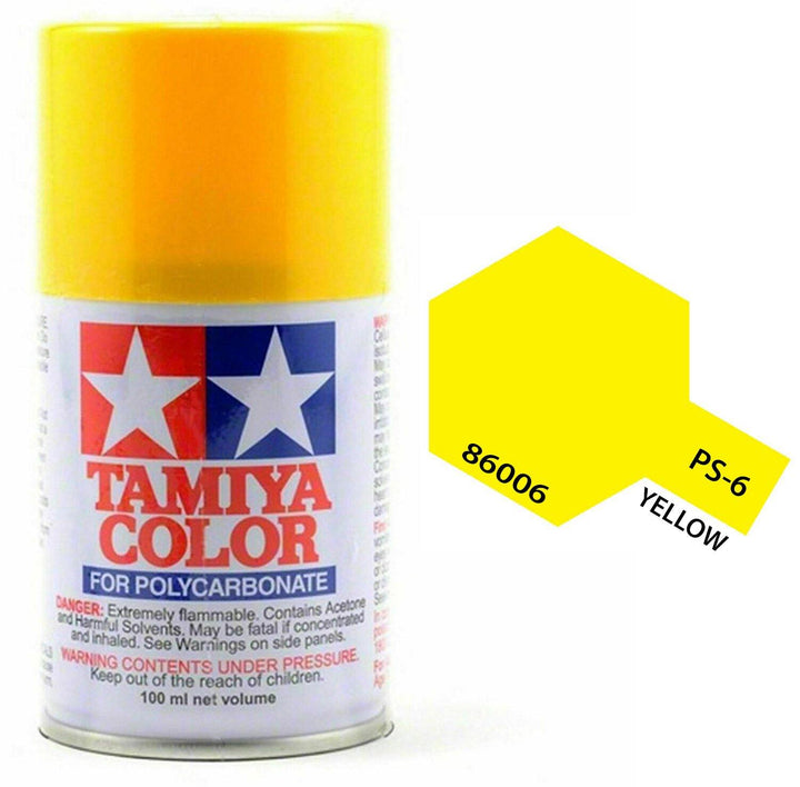 Tamiya 86006 PS-6 Yellow Polycarbonate Spray Paint 100ml TAM86006 - A-Z Toy Hobby