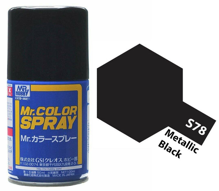 Mr. Hobby S78 Mr. Color Metallic Black Spray Paint 100ml - A-Z Toy Hobby