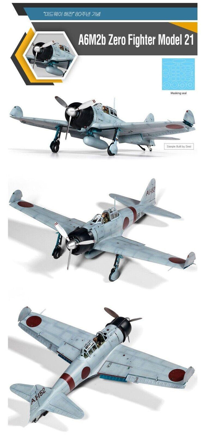 Academy 12352 A6M2b Zero Fighter Model 21 Battle of Midway 1/48 Model Kit - A-Z Toy Hobby