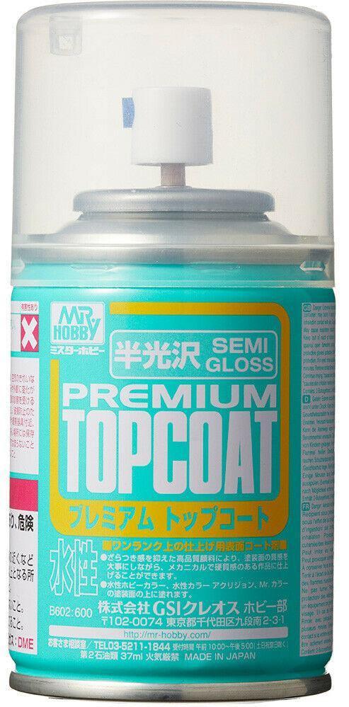 Mr. Hobby B602 Mr. Premium Top Coat Semi Gloss Spray Paint 88ml - A-Z Toy Hobby