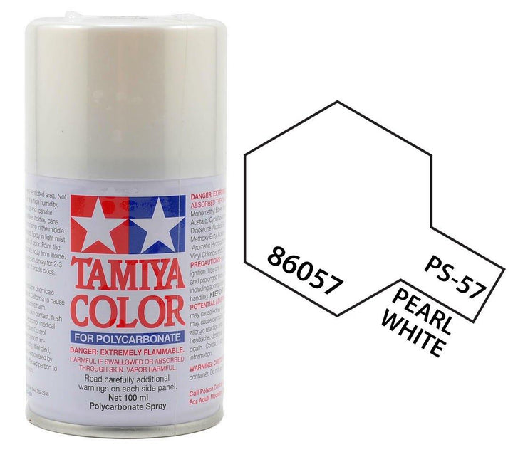 Tamiya 86057 PS-57 Pearl White Polycarbonate Spray Paint 100ml TAM86057 - A-Z Toy Hobby