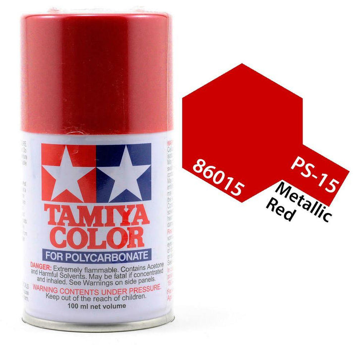 Tamiya 86015 PS-15 Metallic Red Polycarbonate Spray Paint 100ml TAM86015 - A-Z Toy Hobby