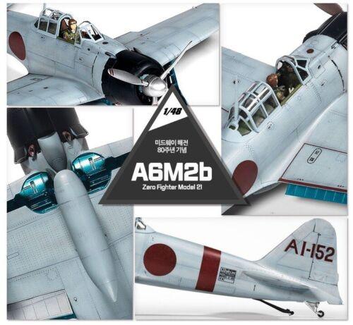 Academy 12352 A6M2b Zero Fighter Model 21 Battle of Midway 1/48 Model Kit - A-Z Toy Hobby