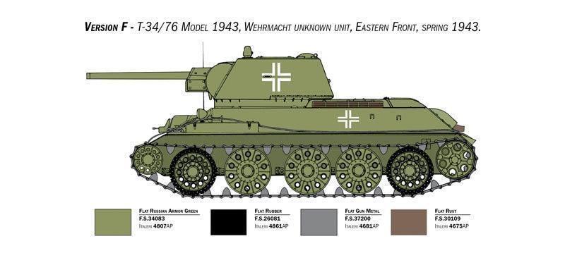 Italeri 6570 T-34/76 Model 1943 Tank Premium Edition 1/35 Model Kit - A-Z Toy Hobby