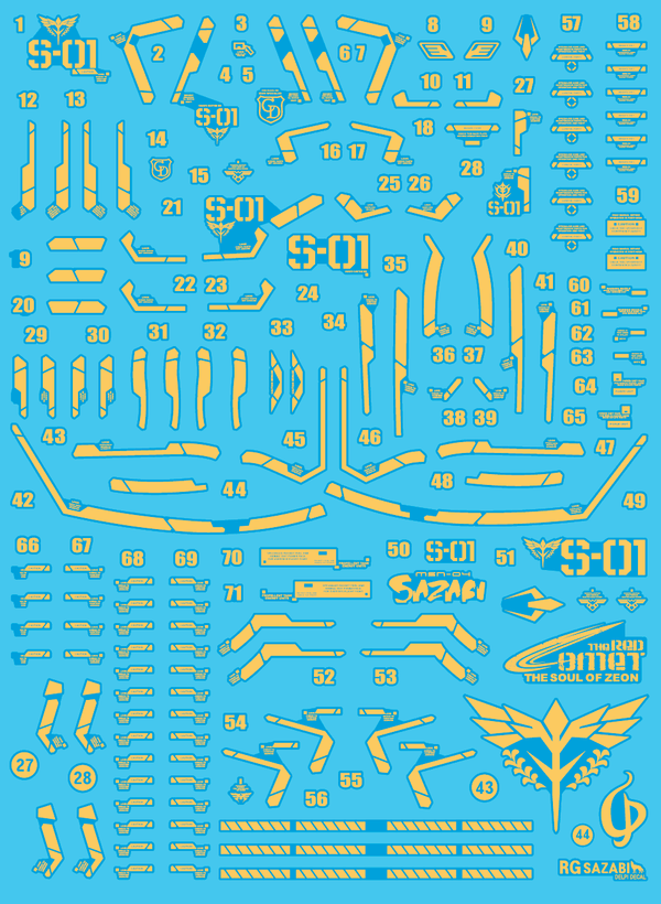 Delpi Gold Holo Water Decal For RG Sazabi - A-Z Toy Hobby