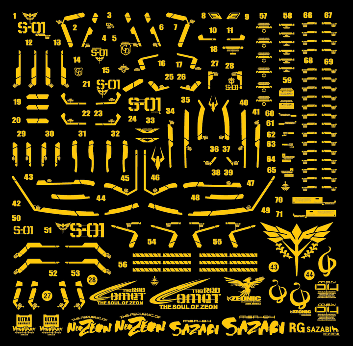 Delpi Gold Metal Sticker For RG Sazabi - A-Z Toy Hobby