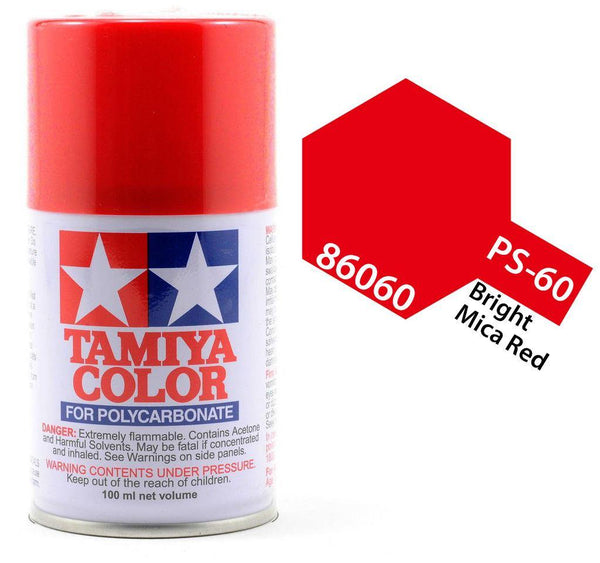 Tamiya 86060 PS-60 Bright Mica Red Polycarbonate Spray Paint 100ml TAM86060 - A-Z Toy Hobby