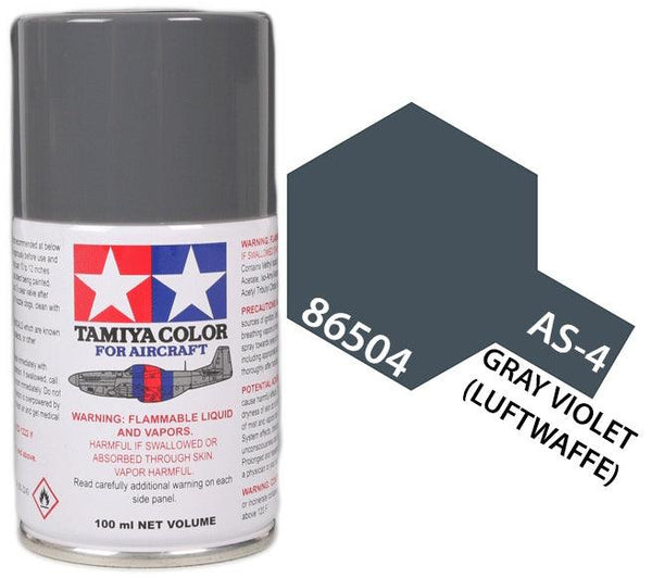 Tamiya 86504 AS-4 Gray Violet (Luftwaffe) Aircraft Lacquer Spray Paint 100ml - A-Z Toy Hobby