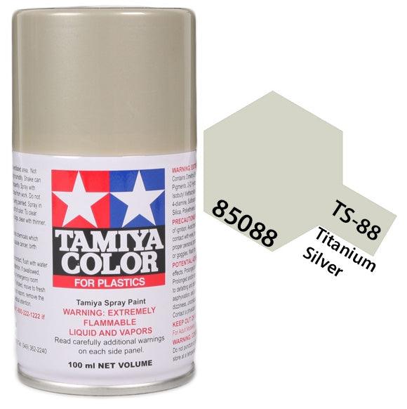 Tamiya 85088 TS-88 Titanium Silver Lacquer Spray Paint 100ml TAM85088 - A-Z Toy Hobby