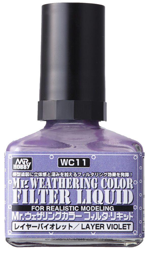 Mr. Hobby WC11 Mr. Weathering Color Filter Liquid Layer Violet 40ml - A-Z Toy Hobby