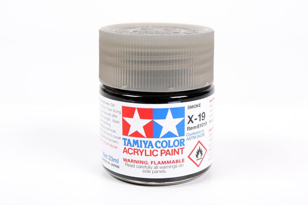 Tamiya 81019 X-19 Smoke Acrylic Paint 23ml TAM81019 - A-Z Toy Hobby