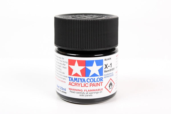 Tamiya 81001 X-1 Black Acrylic Paint 23ml TAM81001 - A-Z Toy Hobby