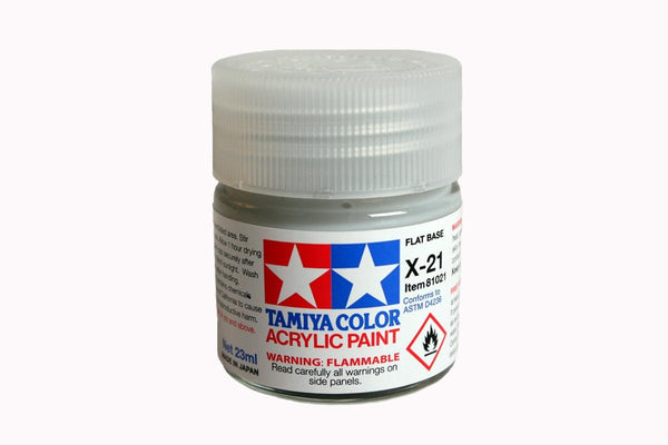 Tamiya 81021 X-21 Flat Base Acrylic Paint 23ml TAM81021 - A-Z Toy Hobby