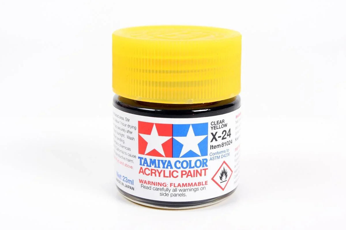 Tamiya 81024 X-24 Clear Yellow Acrylic Paint 23ml TAM81024 - A-Z Toy Hobby