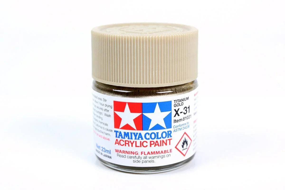 Tamiya 81031 X-31 Titanium Gold Acrylic Paint 23ml TAM81031 - A-Z Toy Hobby
