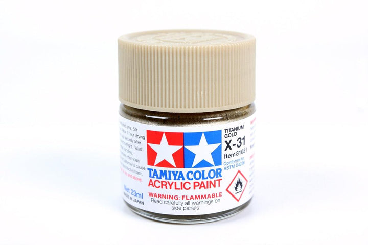 Tamiya 81031 X-31 Titanium Gold Acrylic Paint 23ml TAM81031 - A-Z Toy Hobby