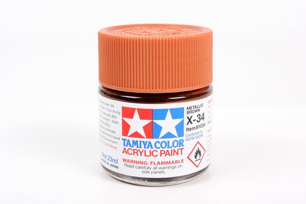 Tamiya 81034 X-34 Metallic Brown Acrylic Paint 23ml TAM81034 - A-Z Toy Hobby