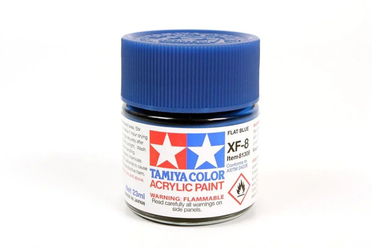 Tamiya 81308 XF-8 Flat Blue Acrylic Paint 23ml TAM81308 - A-Z Toy Hobby